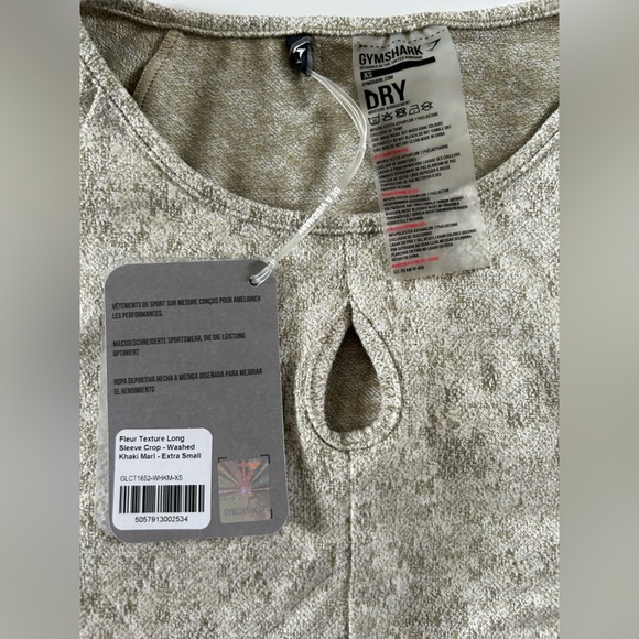 Gymshark washed khaki marl workout set NWT. Size XS Long sleeve top and leggings - Picture 5 of 10